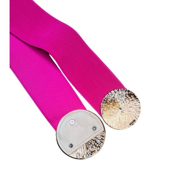 2/$30 Elastic Wide Corset Magenta Waist Belt Metallic Snap Buckle - Picture 5 of 10